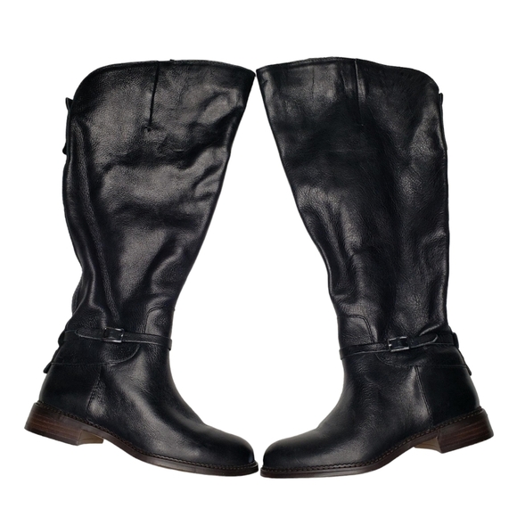 Franco SartoHaylie WIDE CALF Black Genuine Leather Riding Boots Women's 6